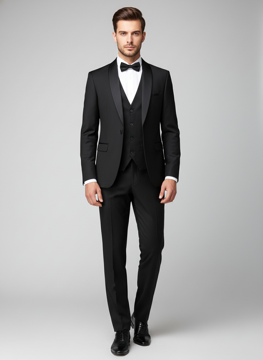 CLOUDSTYLE Men Flap Detail Blazer & Vest & Pants Suit Set