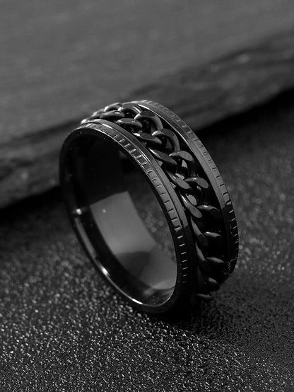 1Pc Fashionable Chain Decor Ring for Men for Daily Decoration Goth Punk Jewelry Stainless Steel for Jewelry Gift