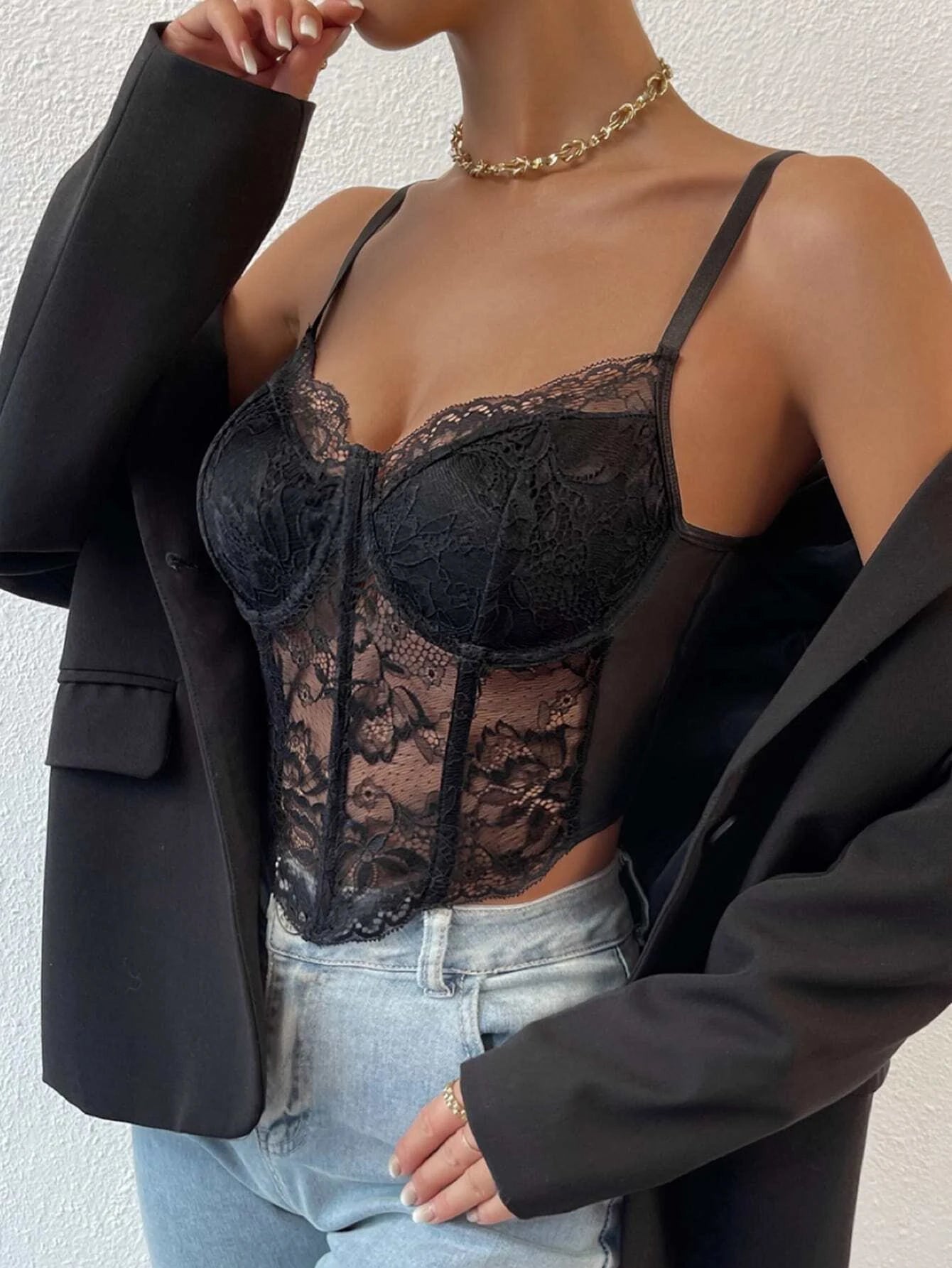 Chiquease 1Pc Lace Bustier Cami Top