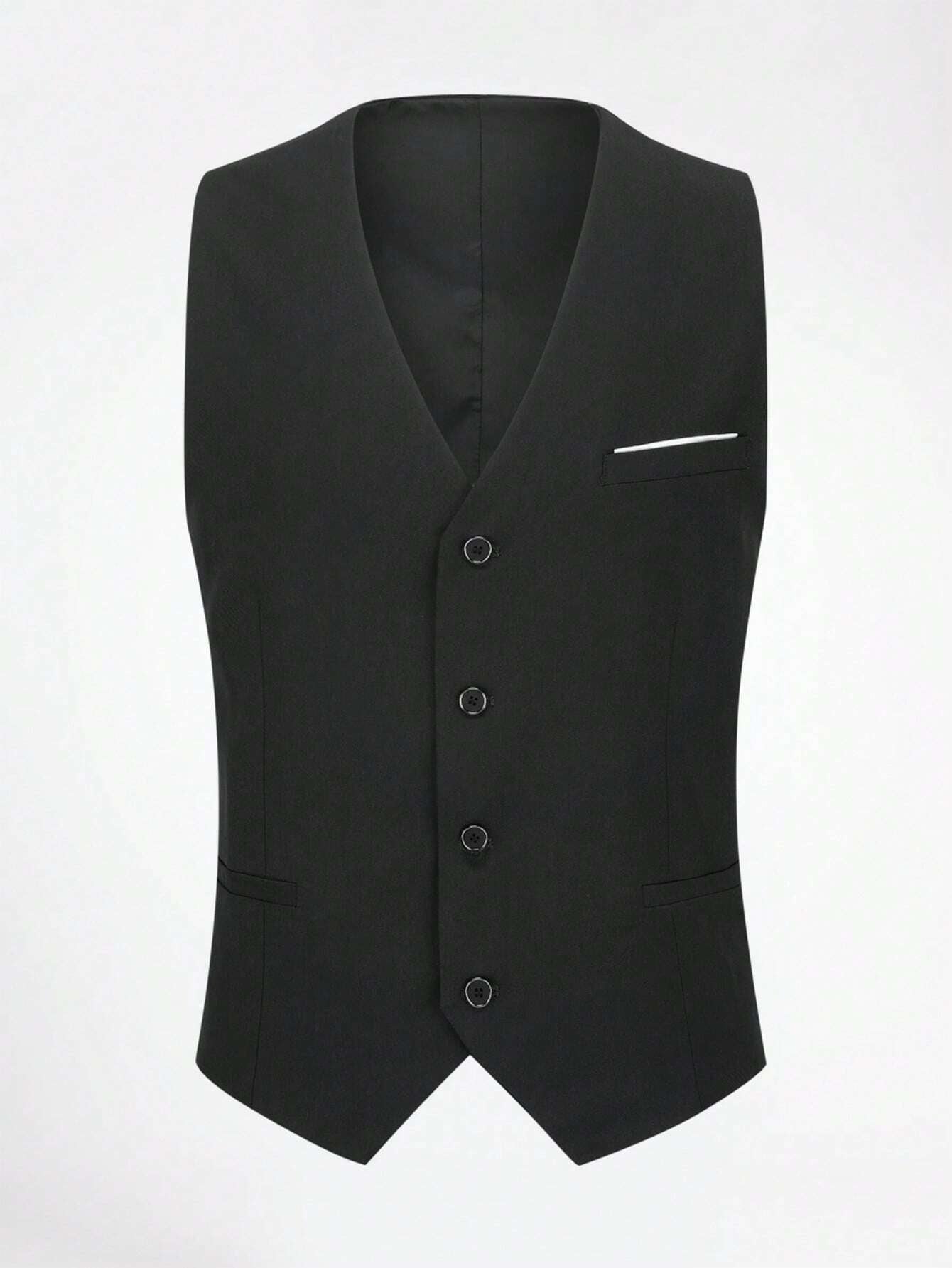 CLOUDSTYLE Men Flap Detail Blazer & Vest & Pants Suit Set