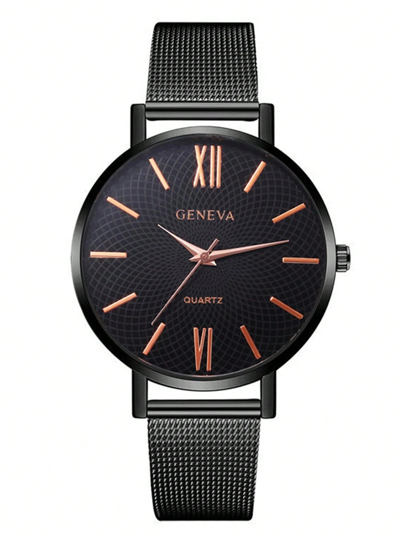 1Pc Women Watch Black Stainless Steel Strap Casual round Dial Quartz Watch, for Daily Life as a Gift for Students Returning to School