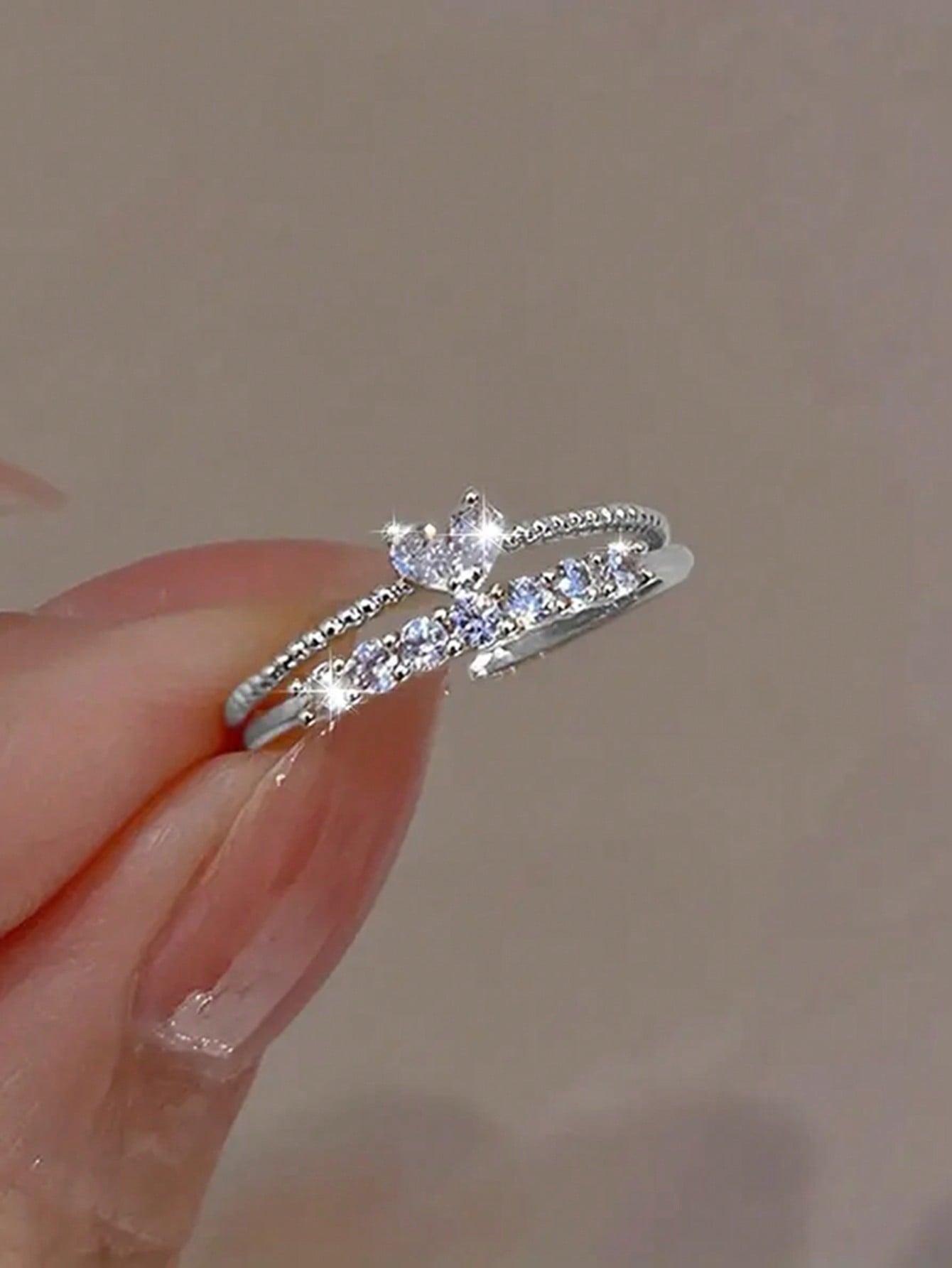 2Pcs/Set Y2K Heart Rhinestone Couple Rings, Perfect for Couples, Date, Vacation, Christmas, Valentine'S Day Gift Valentines,Mom,Mother,Mother'S Day,Gift