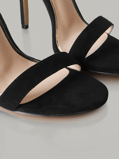 CUCCOO BIZCHIC Women Criss Cross Rhinestone Decor Stiletto Heeled Ankle Strap Sandals, Glamorous Glass Ankle Strap Sandals for Summer Graduation Heels Prom Heels Vacation Shoes Summer Back to School Shoes College Student Shoes Elegant Basics Business Casual Business Chic Spring Shoes Spring Break Easter