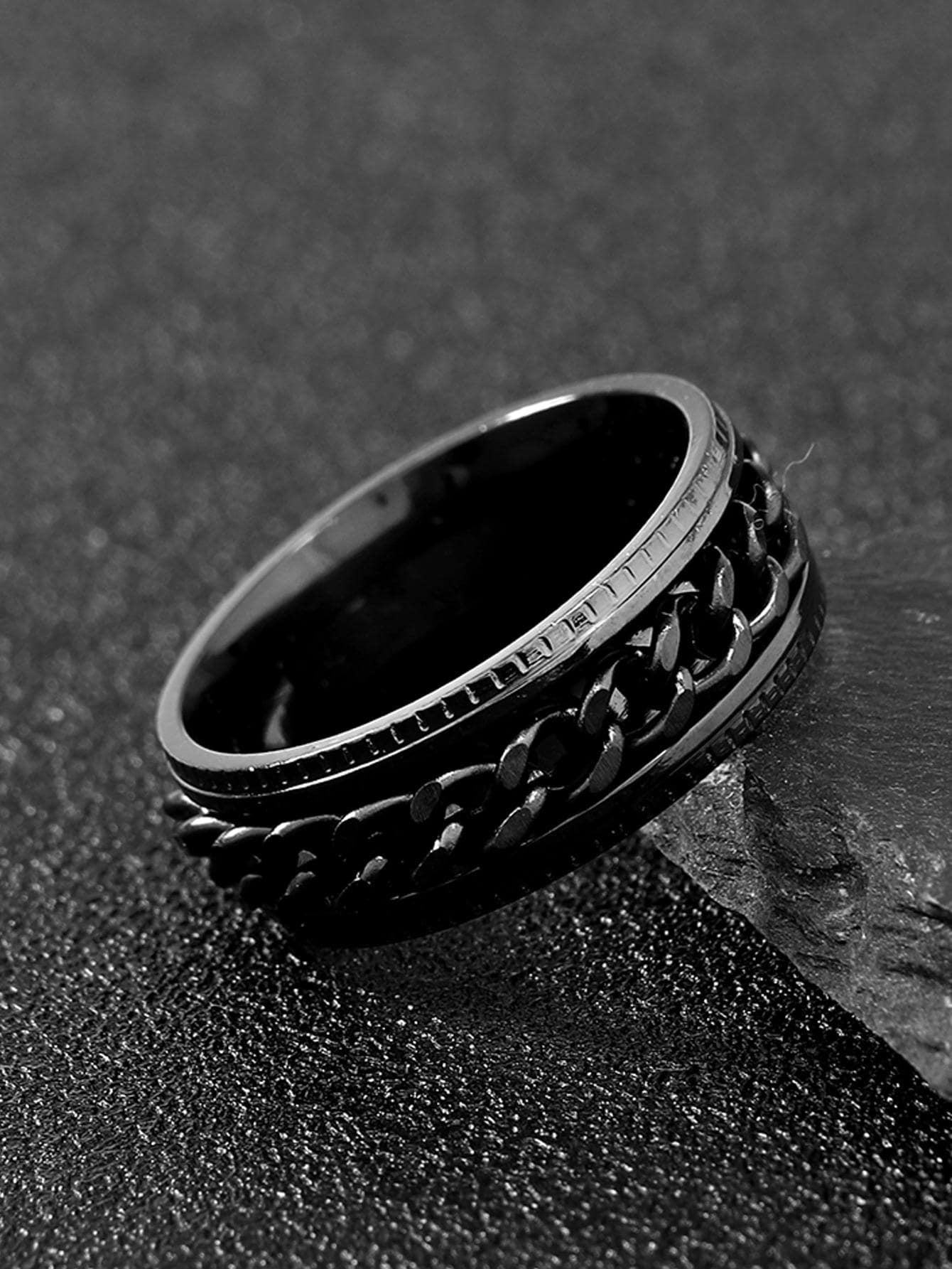 1Pc Fashionable Chain Decor Ring for Men for Daily Decoration Goth Punk Jewelry Stainless Steel for Jewelry Gift