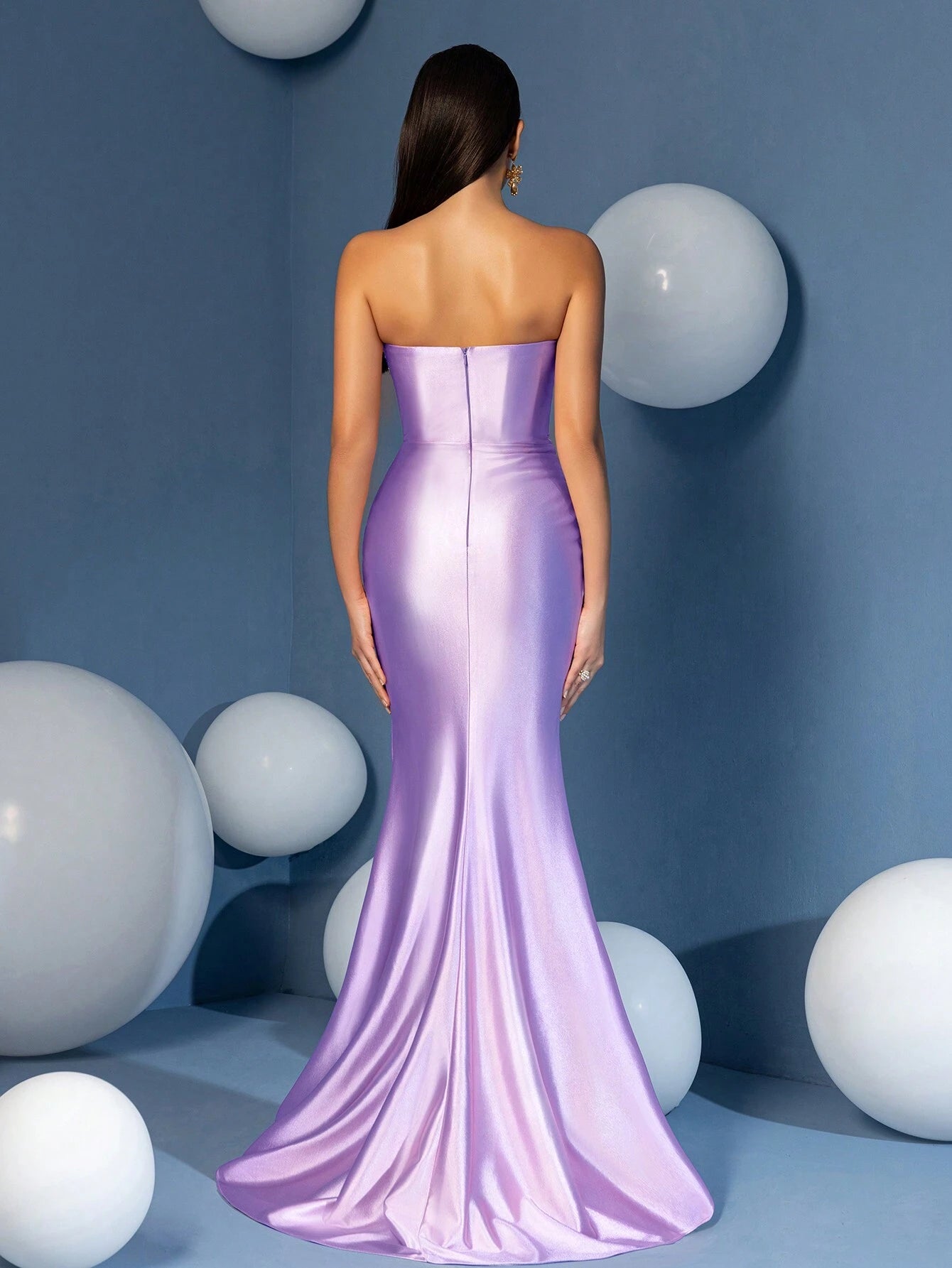 Taffeta Overlay Sequin Split Thigh Sheath Evening Woman Dress for Dinner and Parties, Party Dress Wedding Guest Dress Formal Dress