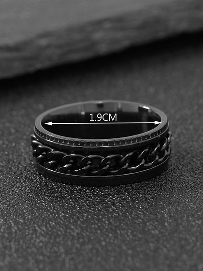 1Pc Fashionable Chain Decor Ring for Men for Daily Decoration Goth Punk Jewelry Stainless Steel for Jewelry Gift