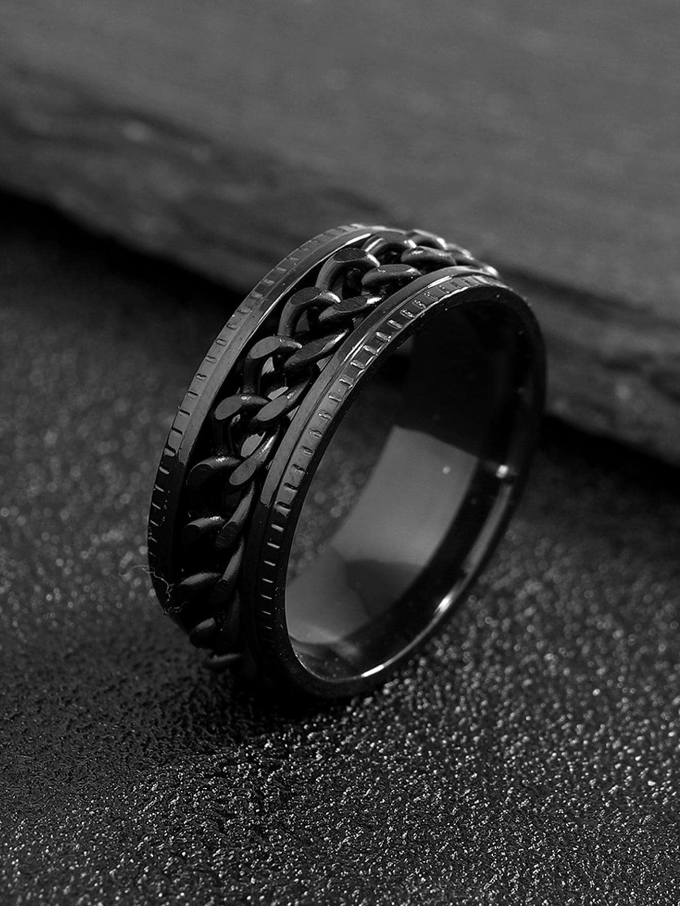 1Pc Fashionable Chain Decor Ring for Men for Daily Decoration Goth Punk Jewelry Stainless Steel for Jewelry Gift