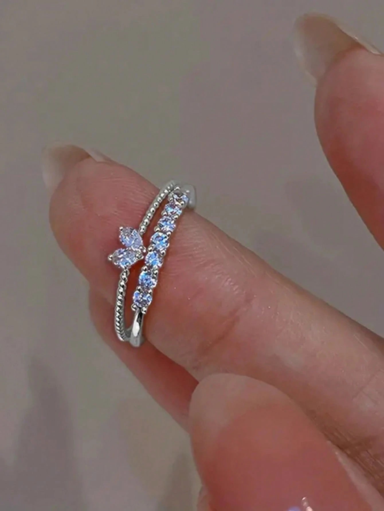 2Pcs/Set Y2K Heart Rhinestone Couple Rings, Perfect for Couples, Date, Vacation, Christmas, Valentine'S Day Gift Valentines,Mom,Mother,Mother'S Day,Gift