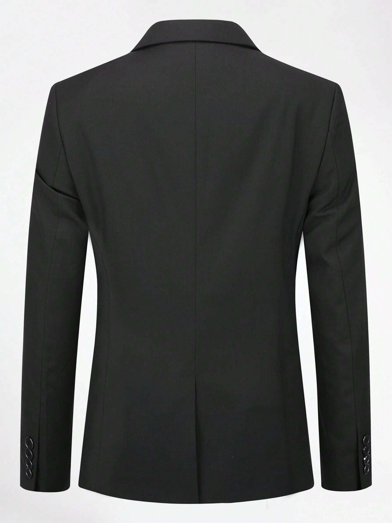 CLOUDSTYLE Men Flap Detail Blazer & Vest & Pants Suit Set