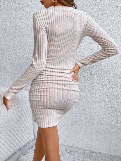 SHEIN Frenchy Solid V Neck Bodycon Dress